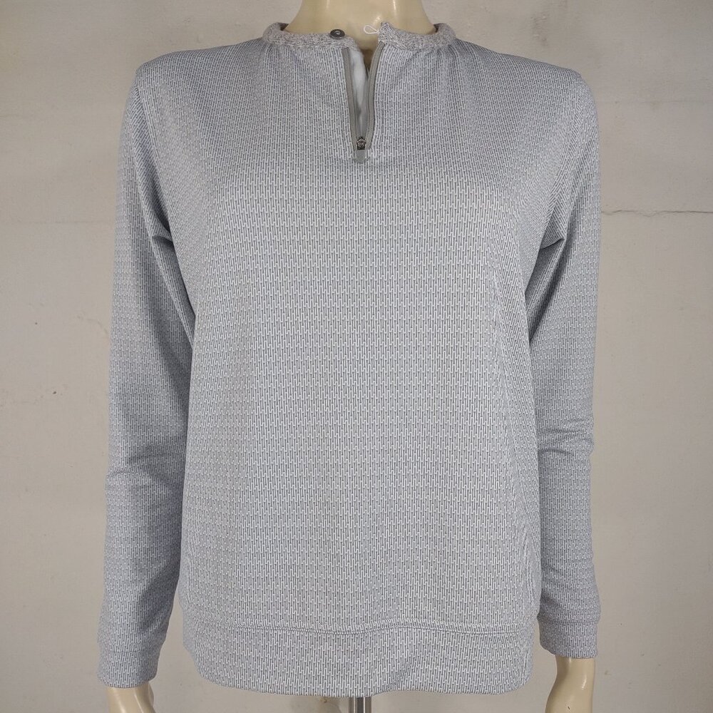 Peter Millar gray white golf tee print 1/4 zip pullover ladies Large